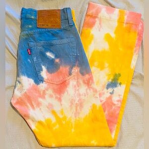 Levi's 501 Big E Vibrant Tie Dye Straight leg button up Jeans 28x32